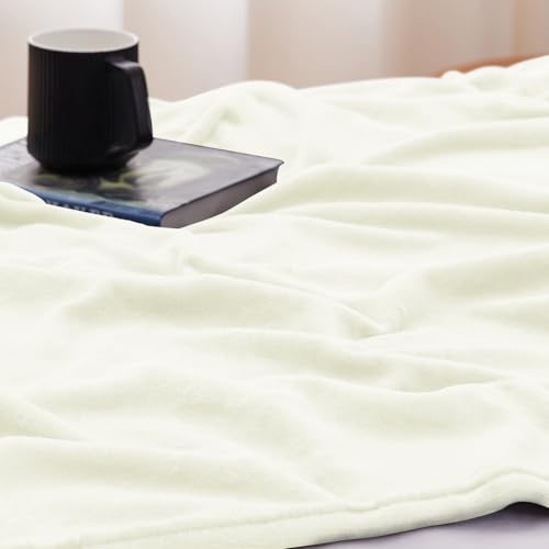 WAVVE Kuscheldecke Flauschig Decke Fleecedecke - Sofadecke 150x200 cm Warm Wohndecke Couchdecke, Creme Decke Weich Sofaüberwurf XL
