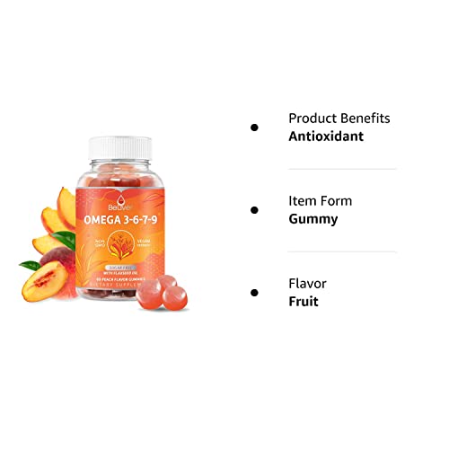 Organic Omega 3 Gummies With Omegas 6, 7, 9, Dha & Epa From Flaxseed Oil And Sea Buckthorn Fruit Oil - Sugar-Free, Supports Brain, Heart, Eye & Immune System, Supplements For Kids & Adults (60 Ct) #TOP6