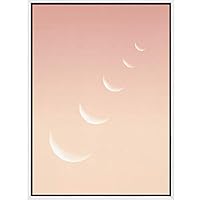 SIGNWIN Framed Canvas Wall Art Orange Sky with Moon Nature Clouds Photography Modern Art Contemporary Relax/Calm for Living Room, Bedroom, Office - 16