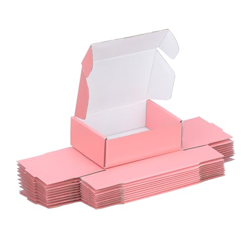FARRAY 50 Pack of 6x4x2 Inches Small Shipping Boxes, Durable Corrugated Cardboard Boxes for Shipping, Gift, Mailing and Packaging, Pink