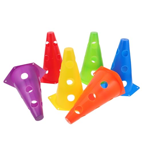 ELAYARD Conos de Agilidad de Plástico para Entrenamiento de Fútbol 23 CM 6 Piezas Multicolor con Agujeros Marcadores Deportivos para Ejercicios de Fútbol Baloncesto y Fitness al Aire