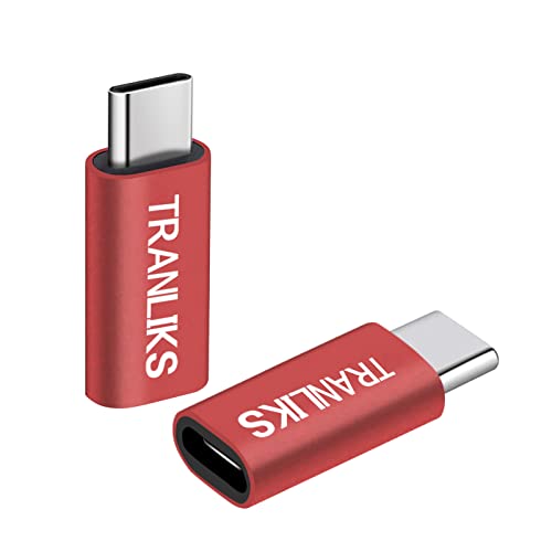 TRANLIKS Adaptador Lighting a USB C, 2 Pack Adaptadores USB Tipo-C Lighting Solo para Carga y Datos(Los Auriculares no Son compatibles) - Rojo Cover