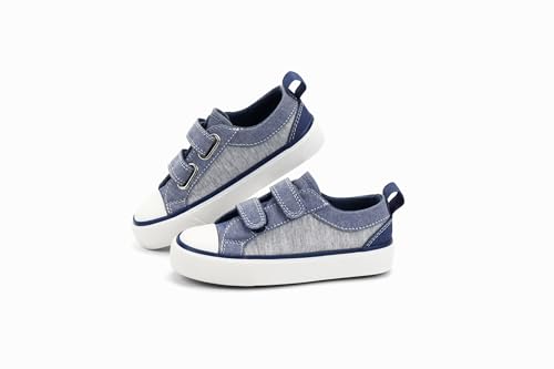 ANTLULU Boys and Girls Canvas Shoes Dual Adjustable Hook and Loop Classic Low Top Kids Sneakers2