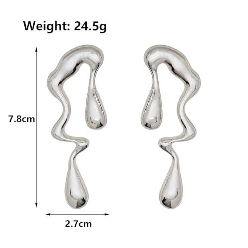 Irregular Waterdrop Earrings for Women Liquid Metal Earrings Thick Hypoallergenic Dangle Earrings Gold Statement Earrings Jewelry Gifts3