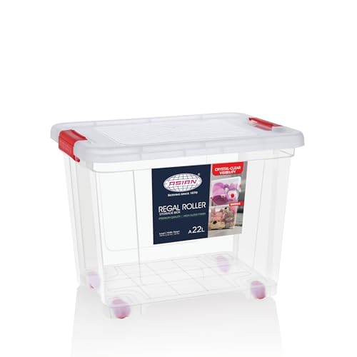 Image of Asian Plastowares - Regal Roller | 22 Ltr - Storage Box | Stackable Organizer for Clothes, Toys, Kitchen, Makeup & More | BPA-Free, Space-Saving Design | Multipurpose Boxes | Transparent