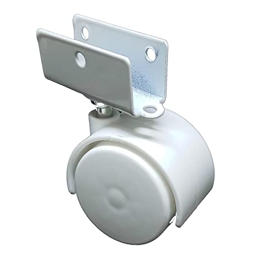 Kit 2 Rodizio para moveis Giratório com freio + 2 sem freio 40mm Perfil U 12mm Branco