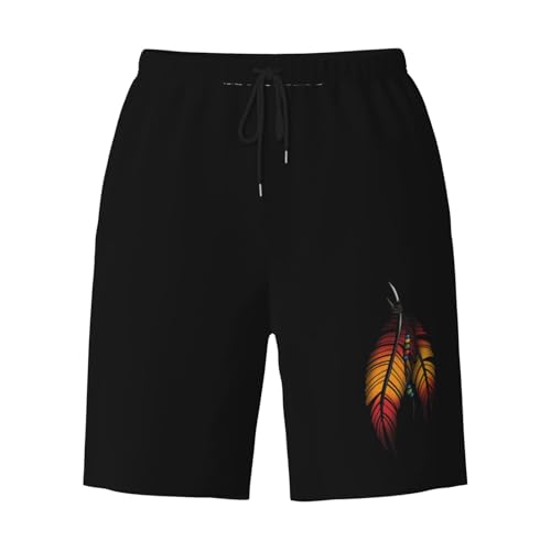 Native American Feather Mens Swim Trunks Quick Dry Board Shorts 7" - Hawaii Beach Swimwear2