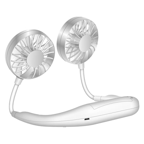 cellet Ventiladores portátiles de doble cara con cuello manos libres, batería USB recargable, mini ventiladores personales, ideales para actividades al aire libre, gimnasio, oficina, hogar, almacén