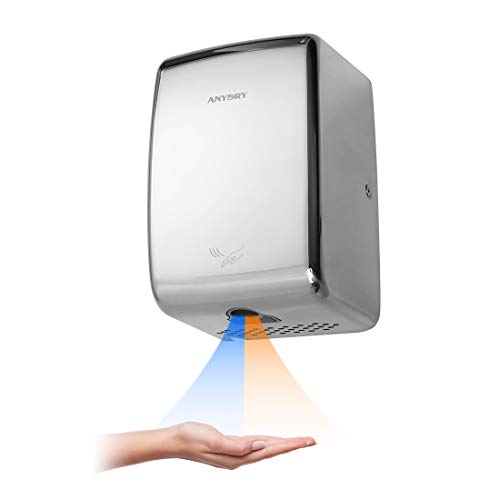 anydry AD2803D Asciugamani ad Aria Compatto, Mini Asciugamani ad Aria Elettrico, Acciaio Inossidabile 304, 1350W. (Lucidato)