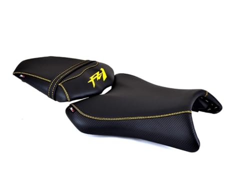 Housse de selle pour Yamaha FZ1-N Fazer 2006-2015 noire couture jaune