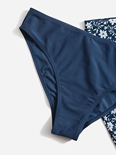 Image of SHENHE Girl's 3 Piece Cute Spaghetti Strap Triangle Bikini Swimsuit with Beach Cover Up Navy Blue 160, 12 Years