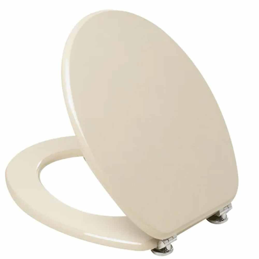 Tavoletta Copriwater Forma Universale Champagne Sedile WC Beige Avorio Cerniere Metallo Cromato Lucido e Viti