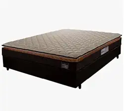 Cama Box Casal Colchão Espuma D33 Pillow Top Millenium 138x188x57cm Cinza/preto Hellen - Suporta até 120kg por Pessoa