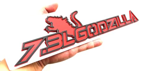 1pc New Custom 7.3L Badge Name Plate Logo 3D Nameplate Decal Stickers Compatible with Ford Super Duty 7.3L Godzilla Raging (Red Black)