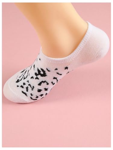 Image of WDIRARA Women's 6 Pairs Leopard Print Low Cut Socks No Show Socks