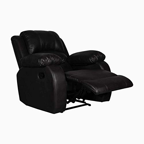 Image of Darcy Recliner, Ultra Comfortable and Durable Ergonomic Single Seat Reclining Sofa, Living Room Recliner Chair with Thickened Padded Arm /Back, Leatherette, Black Color