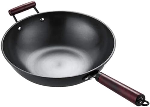 Wok de acero pre-sazonado con mango de madera 34cm miniatura 2