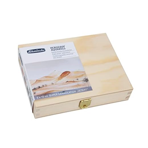 Schmincke - HORADAM® AQUARELL, Super Granulation Set Desierto, 5 tubos de 15 ml, 74 869 097, caja de madera, tonos muy granulados, acuarelas finas supergranuladas.