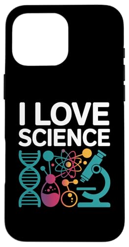 I Love Science 顕微鏡 DNA 原子化学 スマホケース iPhone 16 Pro Max 用