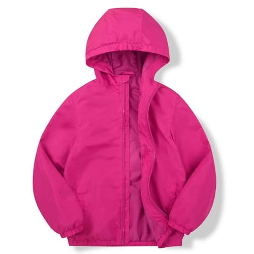 Image of SUNDAY ROSE Girls Windbreaker Jackets Lightweight Water Resistant Coat Outwear with Hooded for Kids