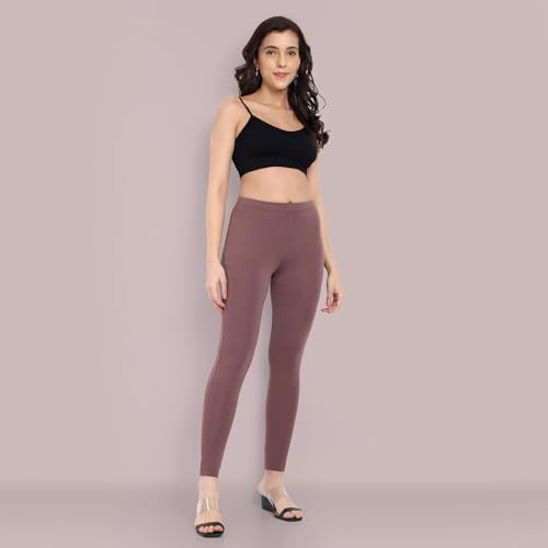 Image of ONE SKY Women Full Length Leggings | Cotton Modal Spandex Blend | High Waist Stretchable & Bio-Washed Fabric | Colour-Lock Technology | Comfortable Leggings for Women