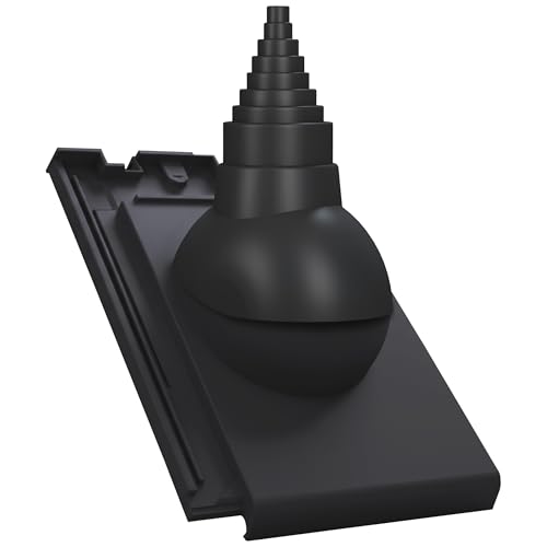 Pasamanos de techo para mástiles Creaton Simpla - (19 – 90 mm de diámetro, para antena de TV, satélite, protección contra rayos, comunicaciones, paso de techo con junta EPDM (Ral 9005 - Negro)