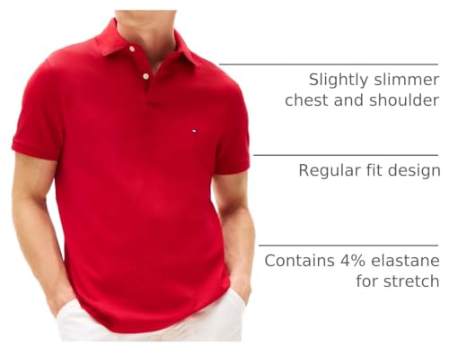 Image of Tommy Hilfiger Men's Short Sleeve Polo Shirts in Regular Fit With Stretch and Organic Pique Cotton