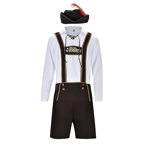 Lederhose Homme Bavaroise Schöneberger en Cuir Traditionnel Marron