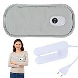 WRQIOO Elektrische Wärmflasche, Wärmflasche, Wiederaufladbar & Kabellos, 39CM Erweitert, Digitalanzeige, Überhitzungsschutz(Grau)