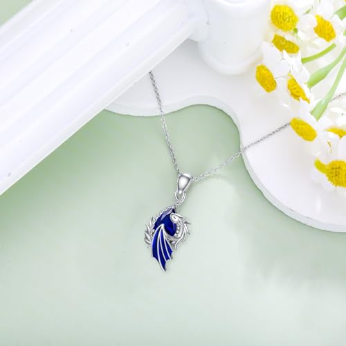 LONAGO Dragon Birthstone Necklace Wyvern Dragon Pendant Necklace Gift for Women3