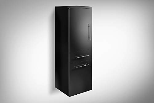 SAM Möbel Outlet Hochschrank Veritas | Hochglanz schwarz | 117,5 x 40 x 35 cm | Badmöbel | Kombinierbar