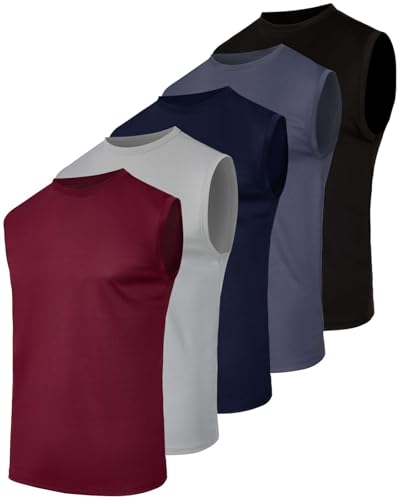 Real Essentials 5 Pack: Men's Mesh Active Athletic Tech Tank Top - Workout & Training Activewear (Available in Big & Tall)