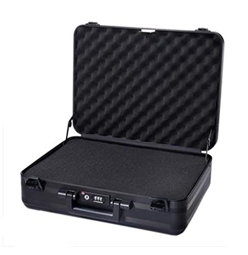 Urecimy Black 14.5X10.6X4.5 Inch Aluminum Briefcase For Men Metal Toolkit Box Family Medical Case Cash Small Case 14 Inch Notebook Bag With Sponge #TOP5
