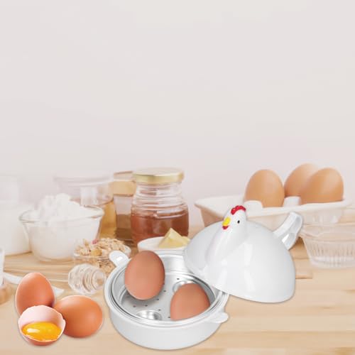 Lwuey Mikrowelle Eierkocher, 4 Eier Dampfgarer Kochen Ei Mikrowellen Eierdämpfer Hühnerform Mini Dampfkessel Küchenhelfer Frühstücksei Micro Dampf Huhnfrühstück Kochutensilien Werkzeuge Aluminium