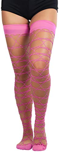 Image of ToBeInStyle Women's Multi-Strand Large Diamond Fence Net Thigh High Stockings