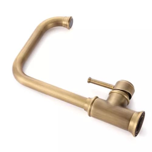 Grifo de lavabo alto retro, monomando de latón con caño de 25 cm de altura, cartucho de cerámica, conexión G3/8", bronce para baño y aseo de invitados