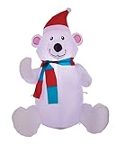 3.5' Gemmy Airblown Inflatable Christmas Polar Bear w/Santa Hat & Scarf Yard Decoration 113382