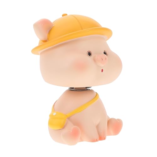 OUNONA Mini Resin Piggy Adornment Creative Shaking Head Piggy Decor for Home Restaurant Hotel and Shop Charming Cartoon Ornament with Realistic Design Resin Material