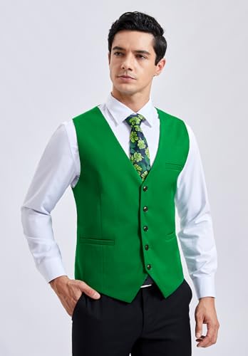 Image of Enlision Men's Suit Vest Business Formal Dress Waistcoat Solid Color Vest for Suit or Tuxedo