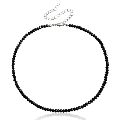 SCJJZ Ketten für Damen,Halskette aus Kristallglasperlen, Bohemian-Halskette für Damen und Mädchen (schwarz)