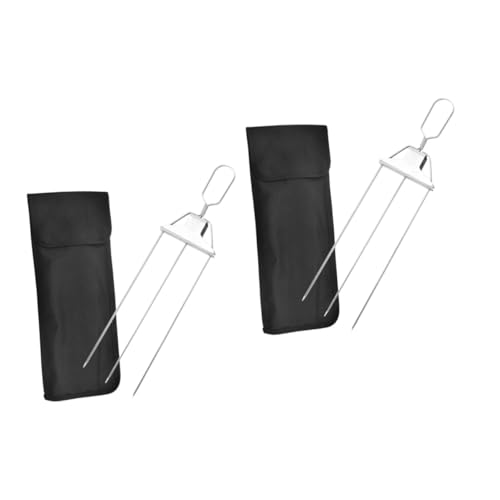 ifundom 2sets Stainless Steel Meat Grilling Fork Convenient Barbecue Fork Bag for Outdoor Bbqs Family Gatherings and Campfire Cooking Comfortable Insulated Handle