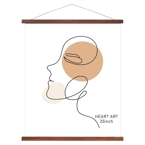 HEART ART Magnetic Poster Hanger Frame Teak Wood, 8inch, 1 Pack | 8x12,8x10,8x8, Wooden Magnet Hanging Kit, Wall Display, Map Canvas Artwork