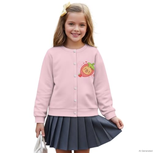 Image of Girls Cardigans Sweater Long Sleeve Crew Neck Button Down Sweaters School Outerwear for Kids Fall Winter Tops