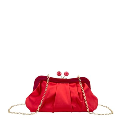MODELISA   Bolso Clutch Fiesta De Noche Elegante Boda Evento Ceremonia Para Mujer (Rojo)