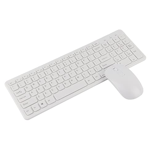 VBESTLIFE Combinación de Teclado y Ratón Inalámbricos de 2,4G, Teclado Ultradelgado de 108 Teclas de Tamaño Completo y Ratón Ergonómico para Ordenador Portátil de Escritorio (White)