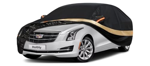 Holthly Strapazierfähige Autoabdeckung, passgenau für Cadillac ATS (2012-2020), Allwetter-, Outdoor-Autoabdeckungen für Autos, wetterfest, wasserdicht, winddicht, Sonne, Regen, Staub, Schneeschutz,