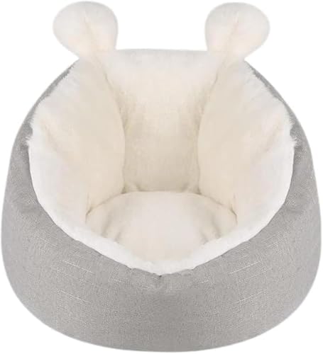 ペット用品 猫 猫 グッズ 猫 ベッド 猫ベッド キャットハウス 猫 ハウス 猫 クッション みっぺいしき かわいい ウサギ耳の造形 耐摩耗性かつ耐咬性 すべりどめ (S:40*33*28cm,ベージュ)