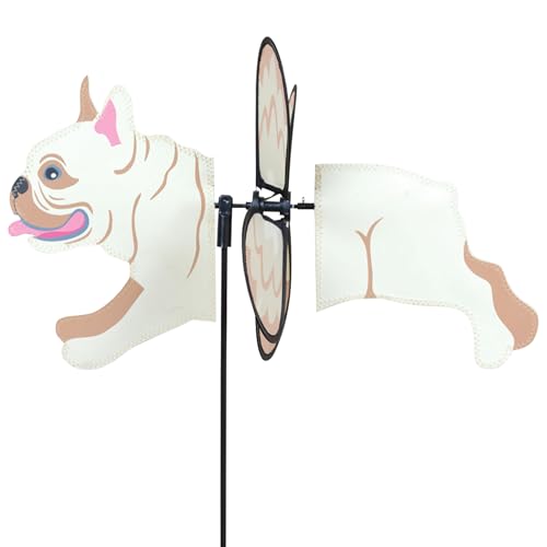 Premier Kites Petite Spinner French Bulldog – Whimsical Wind Spinner for Yard & Garden, Durable Weather-Resistant Fabric, Easy to Assemble, Outdoor Decor for Patios, Lawns, Yards, & More