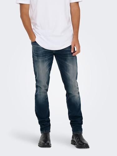 ONLY & SONS Slim Fit Jeans ONSLOOM – Niedrige Taille, Stone Wash, 72% Baumwolle, 2% Elasthan
