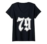 donna # 79 bianco numero 79 latino sport fan team cholo easy maglietta con collo a v